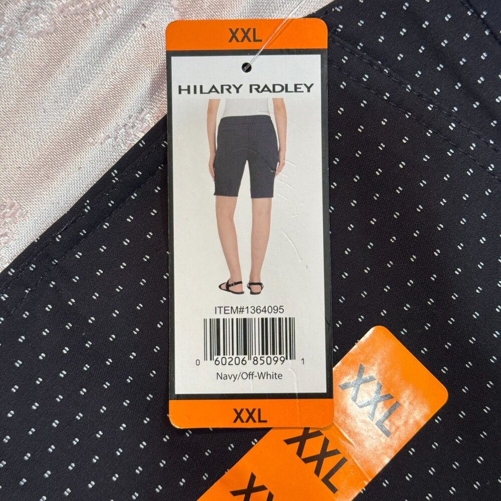 Hilary Radley Bermuda Shorts  Womens XXL Navy/Off-White Stretch Preppy Beach NEW - Picture 3 of 13